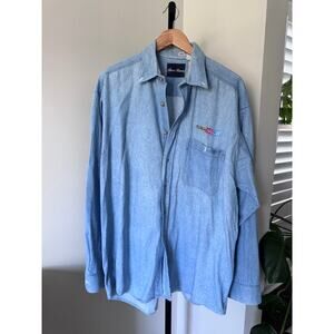 Nascar Vintage Denim Button Down Collared Shirt Mens